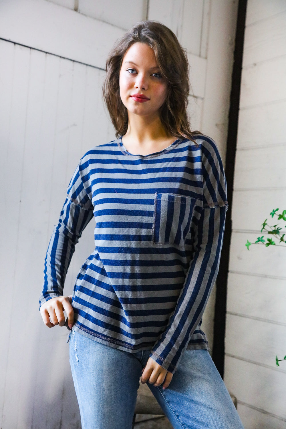 Navy Days Long Sleeve Top