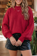 Red Dahlia Solid Color Mock Neck Oversized Tunic Sweater