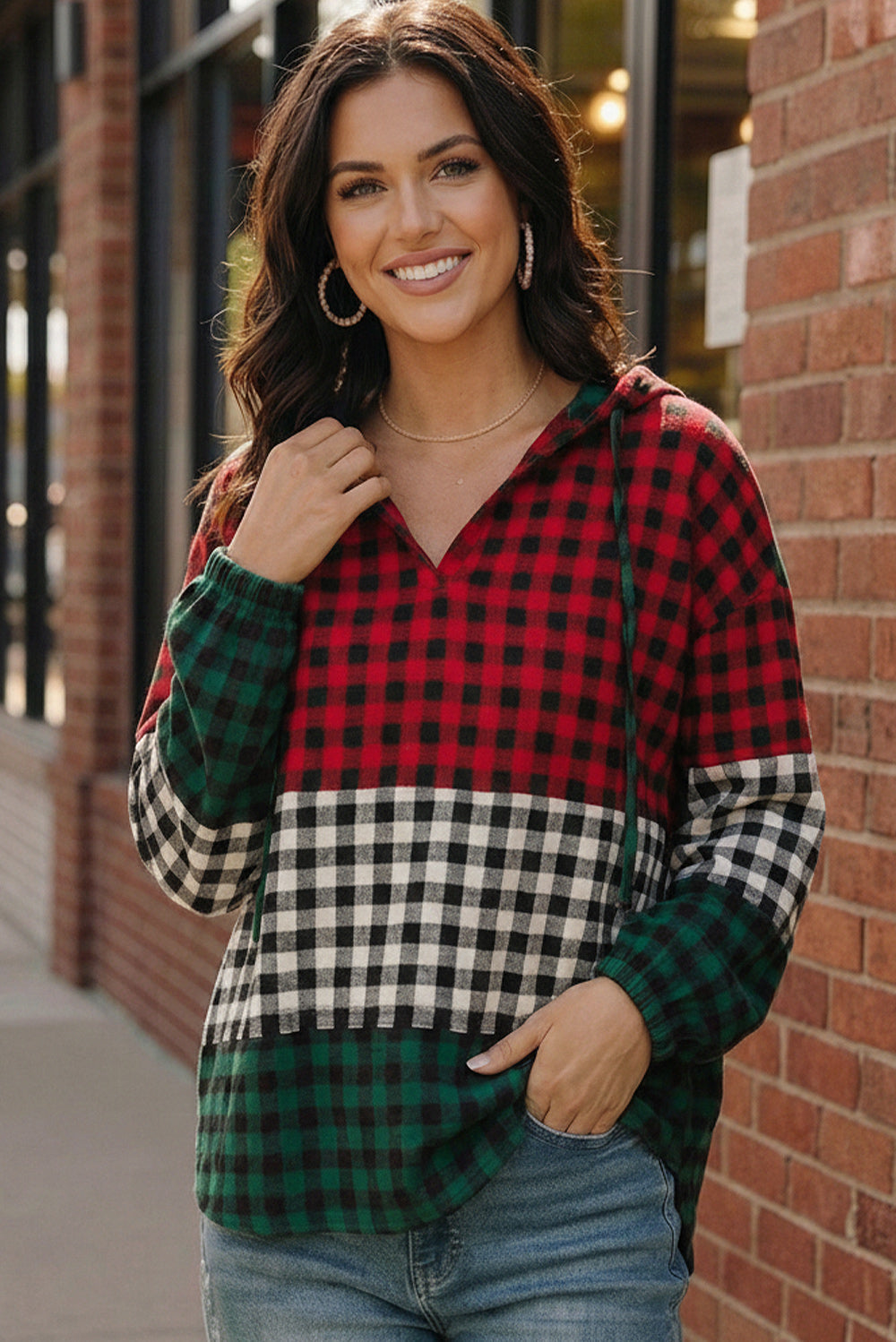 Holiday Cheer Check Hoodie